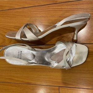 Stuart weitzman white satin kitten heels